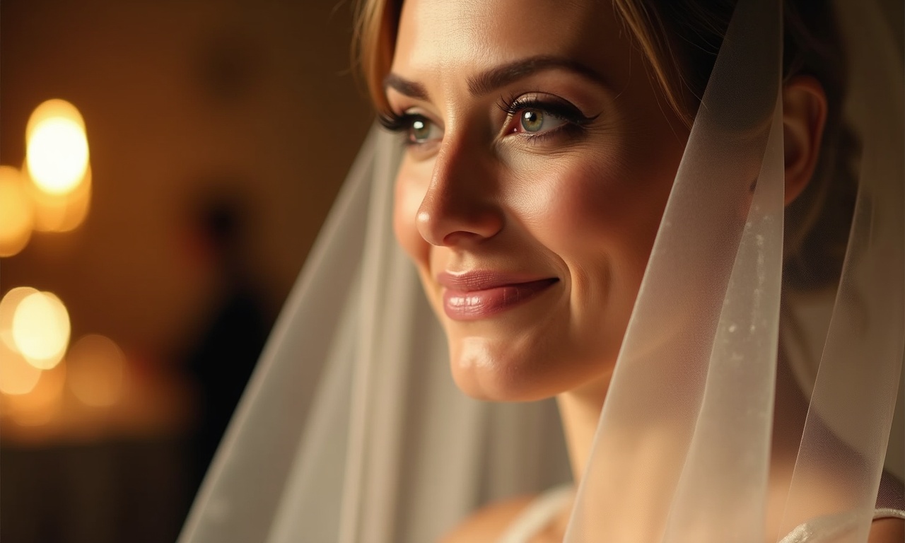 Bride with flawless waterproof makeup including defined eyes, long-wear foundation, and matte lip after a long emotional day