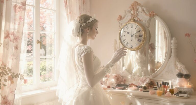 Bright, airy bridal prep scene highlighting the importance of a well-structured makeup timeline for Kitchener-Waterloo weddings, as featured in HB Beauty’s Ultimate Bridal Makeup Timeline Guide.