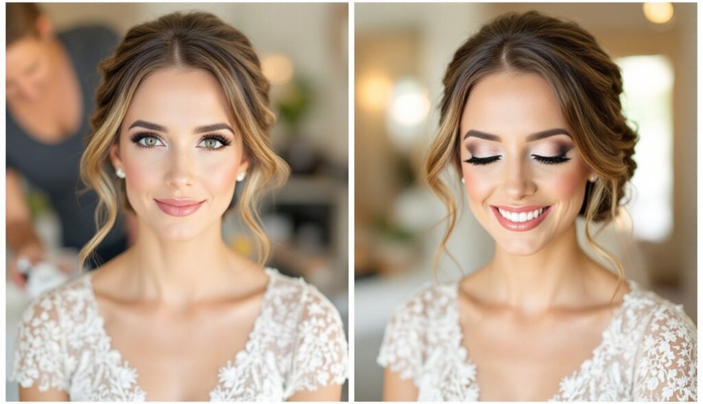 Wedding makeup artist Cambridge transformation - before and after bridal makeup