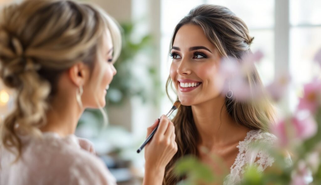 Bridal makeup trial session Kitchener - bride and makeup artist during consultation